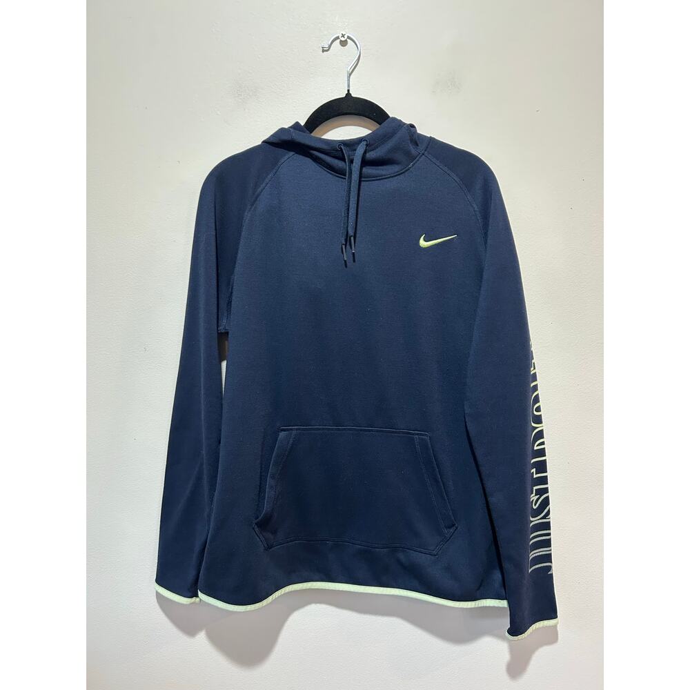 Nike Dry Fit hoodie womens size L navy logos